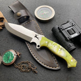 Cuchillo de caza con hoja de carnicero de 10 pulgadas y funda